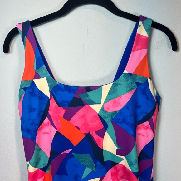 Old Navy Active Womens PowerSoft Square-Neck Athletic Dress Geometric Size Small - Picture 2 of 15